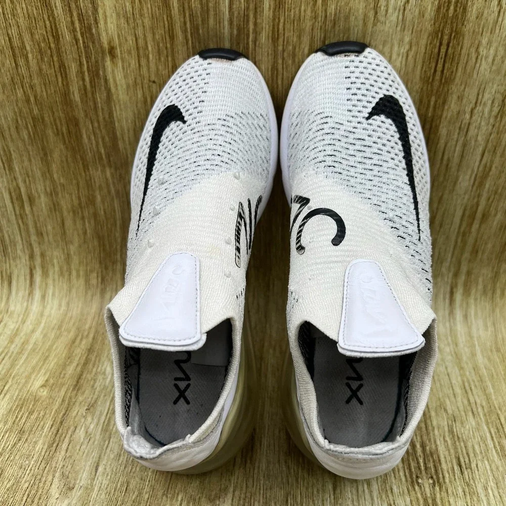 Nike Air Max‎ 270 Flyknit Sneakers Women's Size 8 White Black Slip On AH6803-100